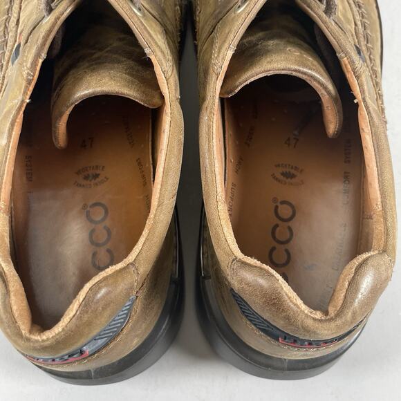 ECCO Fusion Men’s EU 47 US 13 Brown Leather Lace Up Casual Shoes Loafers EUC - Picture 8 of 9